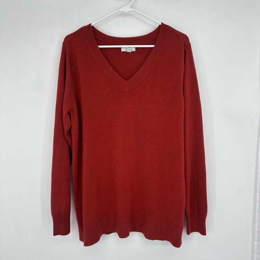 Croft &‎ Barrow Women's Red V-Neck Sweater XXL Classic Minimalist Soft Knit Cozy